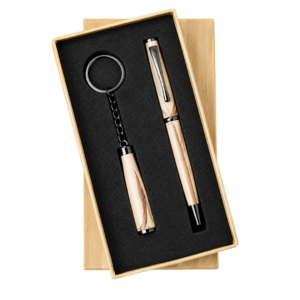 Premium Wooden Pen & Keychain Gift Set