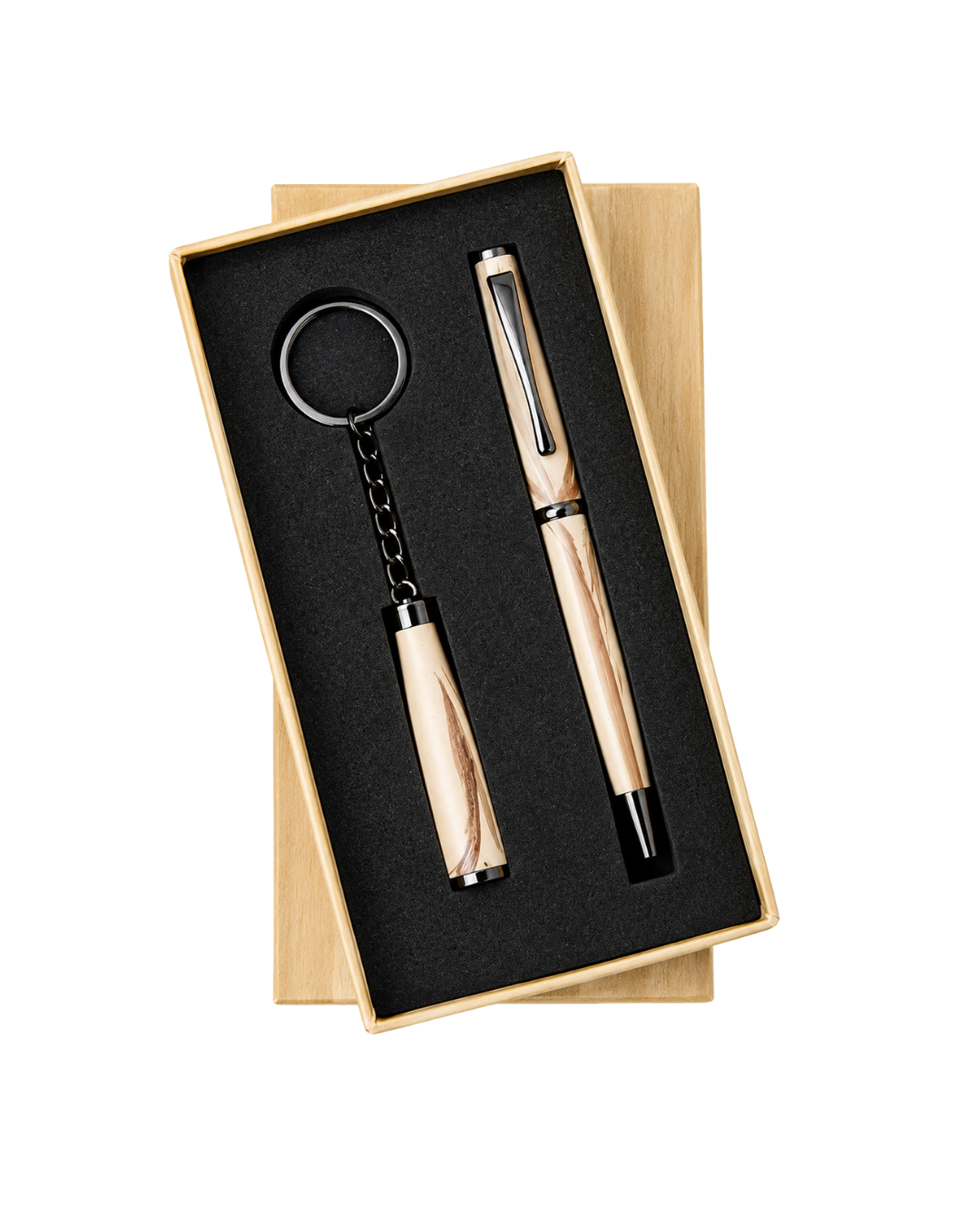 Premium Wooden Pen & Keychain Gift Set