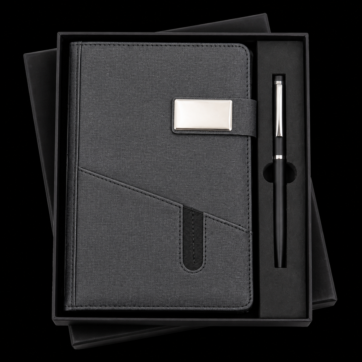 RC - 2 in 1 Mobile Pocket Magnet Diary Set - DP - 308 - Black