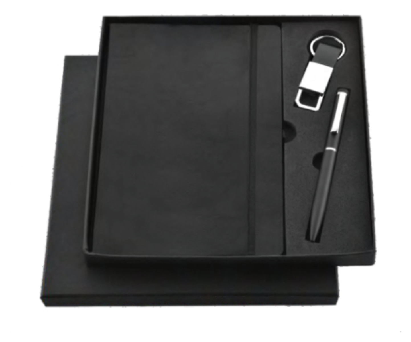 RC - 3 in 1 Elastic Diary with Keychain Set - DKP - 413 - Black