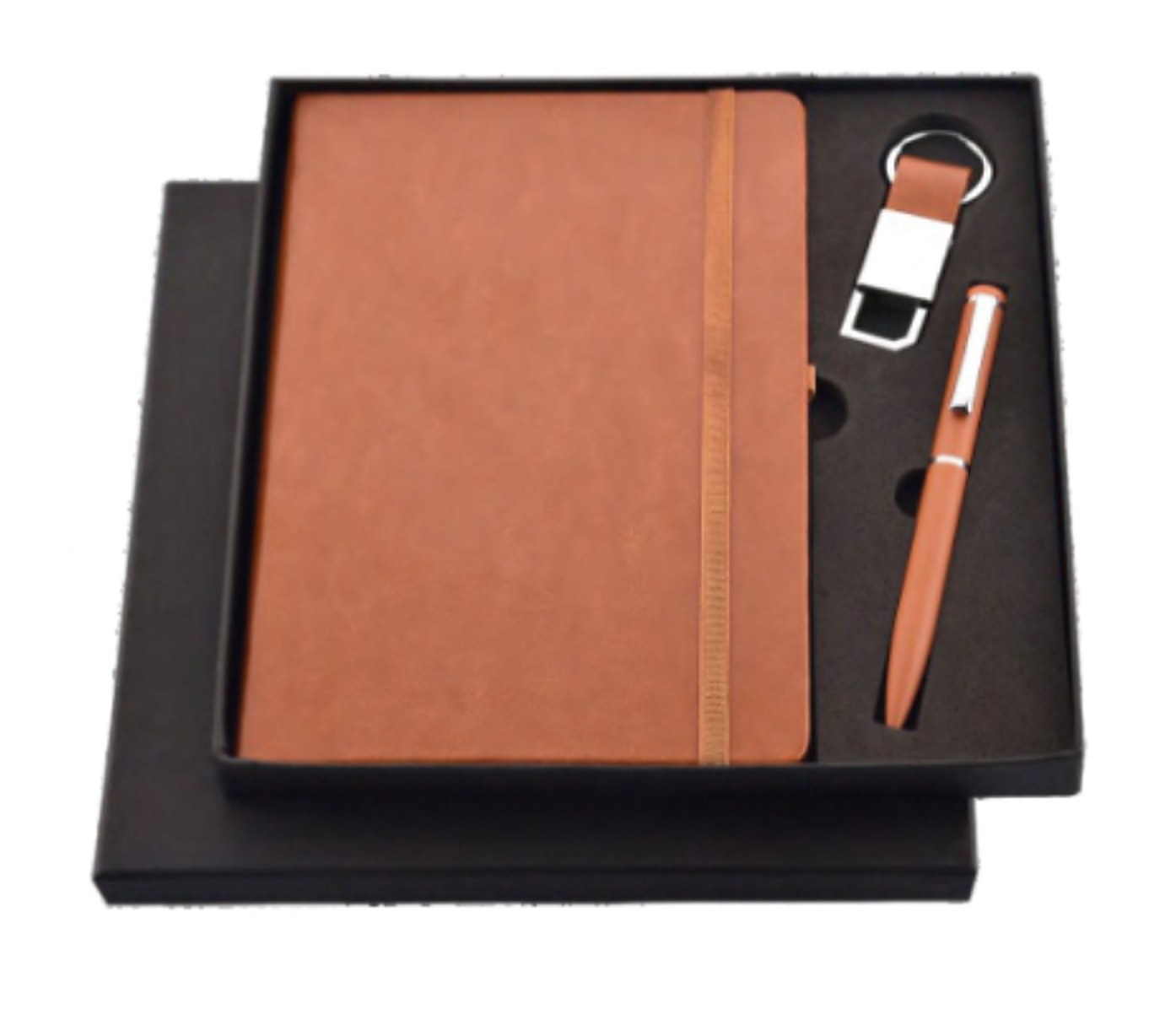 RC - 3 in 1 Elastic Diary with Keychain Set - DKP - 413 - Brown