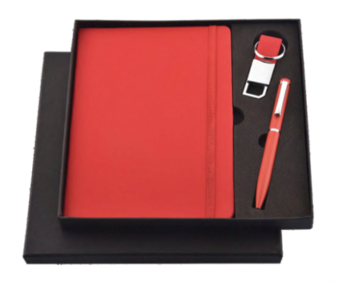 RC - 3 in 1 Elastic Diary with Keychain Set - DKP - 413 - Red