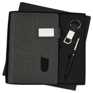 RC - 3 in 1 Mobile Pocket Magnet Diary with Keychain Set - DKP - 415 - Black