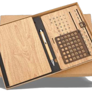 RC - 3 in 1 Wooden Diary with Calender Set - DLCP - 419 - Wooden Natural