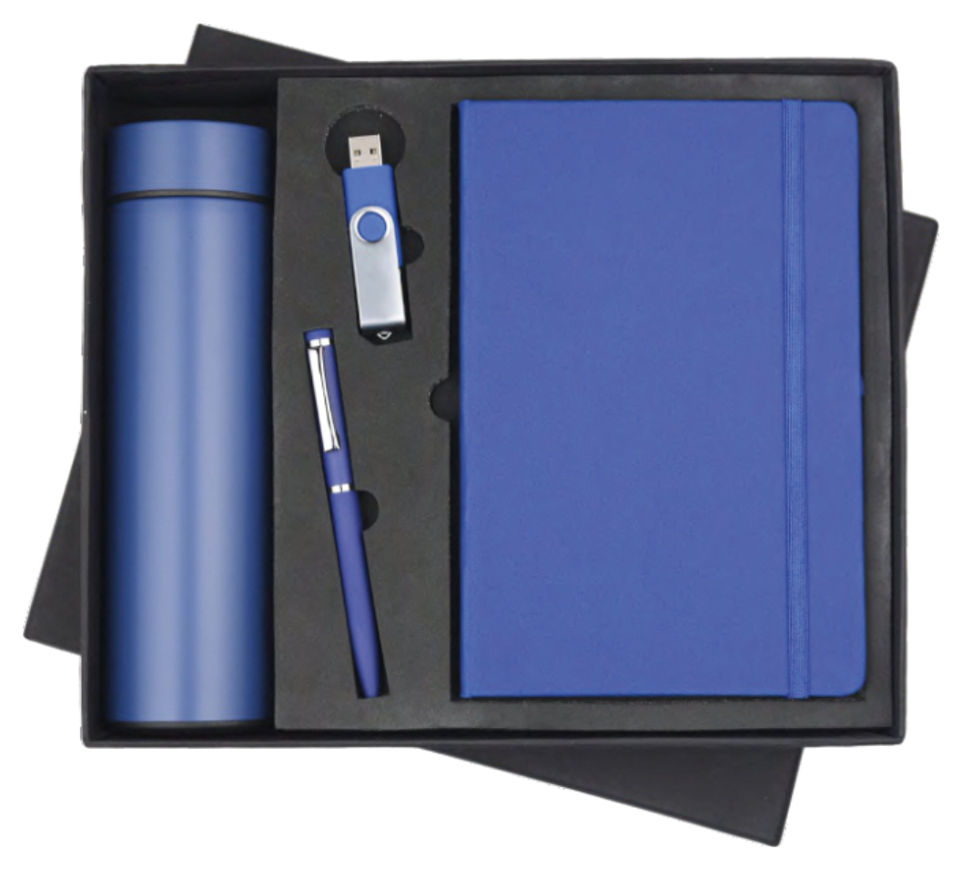 RC - 4 in 1 Bottle Pendrive Elastic Diary Set - DBPP - 513 - Blue